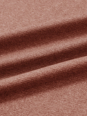 Close-up of classic heather pullover hoodies with 2 pocket fabric in brick melange, soft knit texture