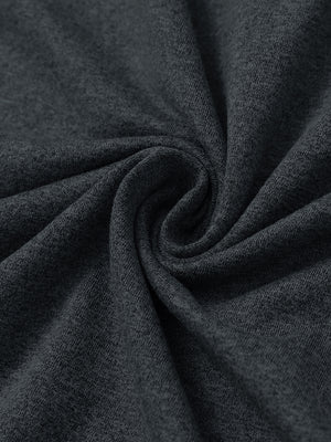 Fabric close-up of Quarter zip melange pullover with blended texture in dark grey heather