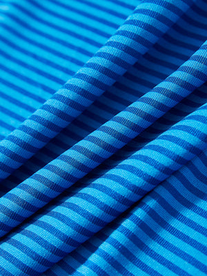 Texture detail of Cooling stripe golf shirts with breathable fabric in cobalt stripe