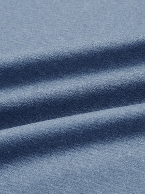 Close-up of classic heather pullover hoodies with 2 pocket fabric in colony blue melange, soft knit texture
