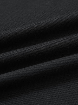 Fabric detail of Premium jacquard quarter zip pullover with textured weave in black