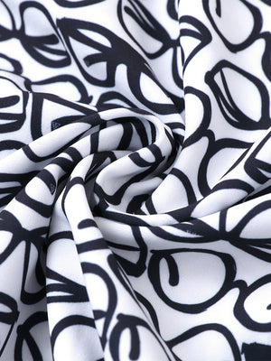 Fabric close-up of Stylish printing summer shirt with lightweight feel in black white glasses