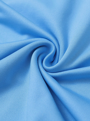 Fabric close-up of Stretch solid fleece quarter-zip vest with soft feel and sky blue detail