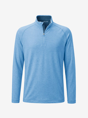 3d digital render of the garment overall shape, dry fit athletic 1/4 zip sweatshirt in blue heather