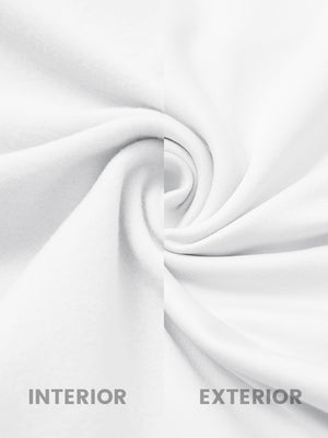 Casual solid fleece hoodies pullover in white, detailed close-up of soft fleece fabric with smooth and cozy texture