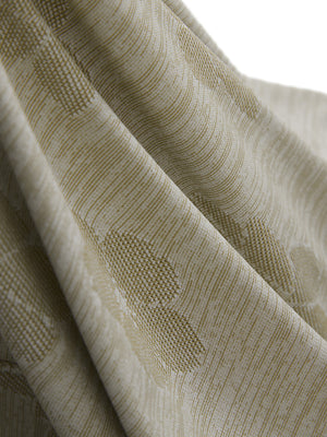 Close-up of kakhi flower breathable jacquard pattern 3-button golf polo fabric texture