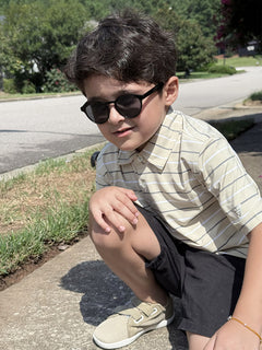 MAELREG Trendy Boys Stripe Polo Shirts, Light Khaki Stripe (Customer Photos)