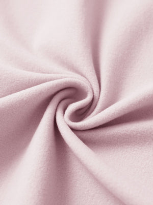 Fabric close-up of light purple women's water-resistant stretch fleece lined jacket, soft stretch fabric with fleece lining.