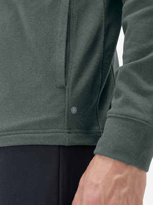 Heather Brushed Rib Knit Quarter Zip with 2 Pockets