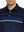 Front chest view of model wearing Chest Print Polo Shirts in Navy
