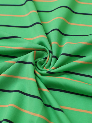 Fabric detail of kids stylish stripe polo shirts, soft striped weave with green stripe accent