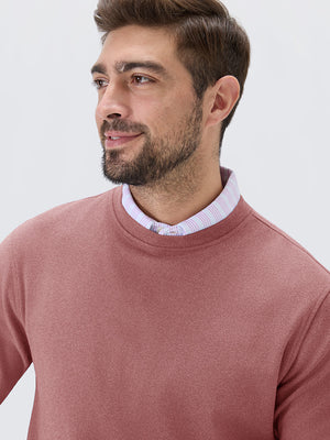 Heather Brushed Rib Knit Crewneck Sweatshirt