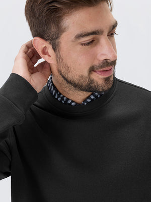 Heather Brushed Rib Knit Crewneck Sweatshirt