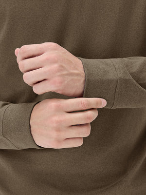 Heather Brushed Rib Knit Crewneck Sweatshirt