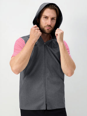 Water Resistant Sleeveless Hooded Jacket With Pockets