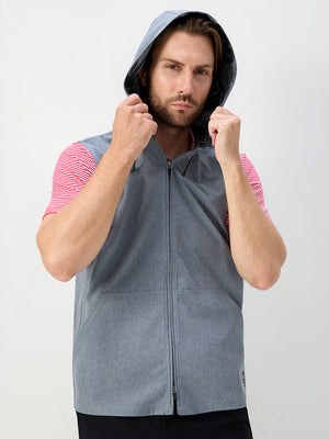 Water Resistant Sleeveless Hooded Jacket With Pockets