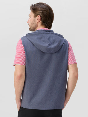 Water Resistant Sleeveless Hooded Jacket With Pockets