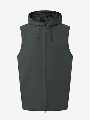 Water Resistant Sleeveless Hooded Jacket With Pockets