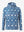 Front 3D view of trendy print fleece hoodies, clean silhouette in modern dark blue snowflake design