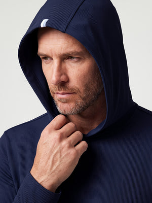 Vertical Stripes Ribbed Knit Hoodies Sweatshirt
