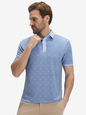 Stylish Full Print Contrast Collared Golf Polo Shirts