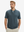 Front half-body view of model wearing dark grey moisture-wicking short sleeve henley shirt