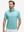 Front half-body of model in pea green goose lightweight stretch upgraded print golf polo shirts