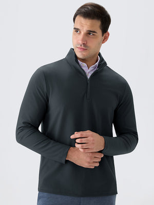 Ribbed Texture Nylon Quarter Zip Pullover