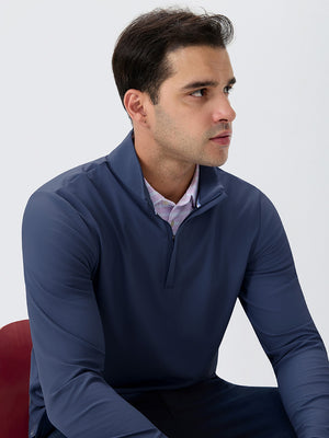 Ribbed Texture Nylon Quarter Zip Pullover