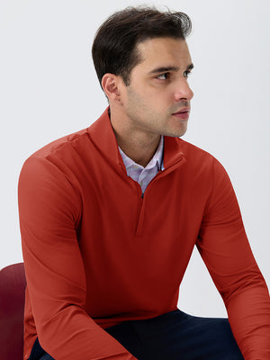 Ribbed Texture Nylon Quarter Zip Pullover