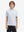 Model front upper body wearing Stylish print boys polo shirts in fresh white golf style