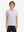 Model front upper body wearing Stylish print boys polo shirts in fresh white pizza style